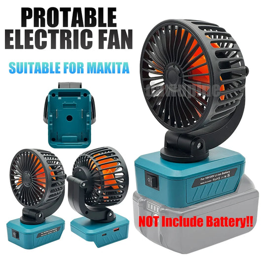 Power Tool Accessories Foldable Electric Fan USB Type-C Mobile Phone Charger Power Bank For Makita 18V Lithium Battery BL1830