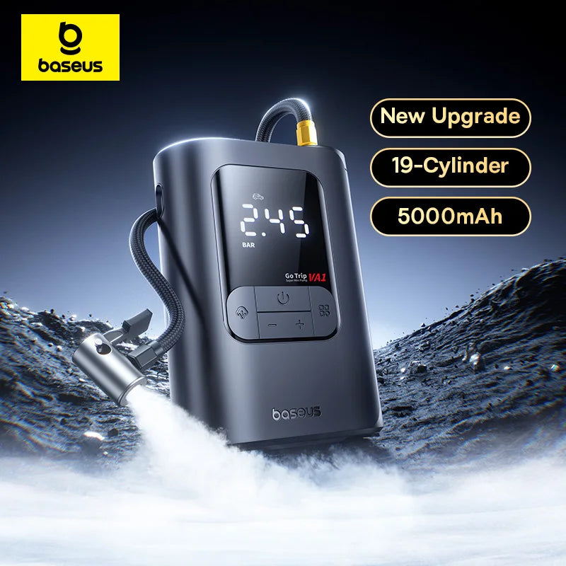 Baseus Wireless Car & Bike Air Compressor – LCD Digital Tire Inflator