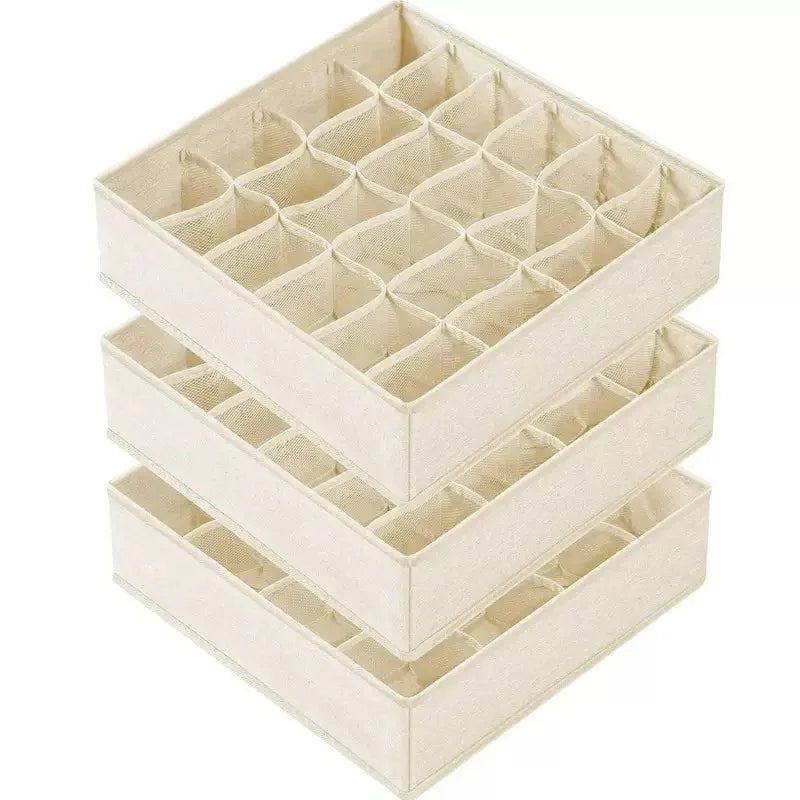 4pcs/1set Underwear Storage Box Foldable Non-woven Storage Box Six-piece Set Underwear Bra Socks Drawer Storage Finishing Box