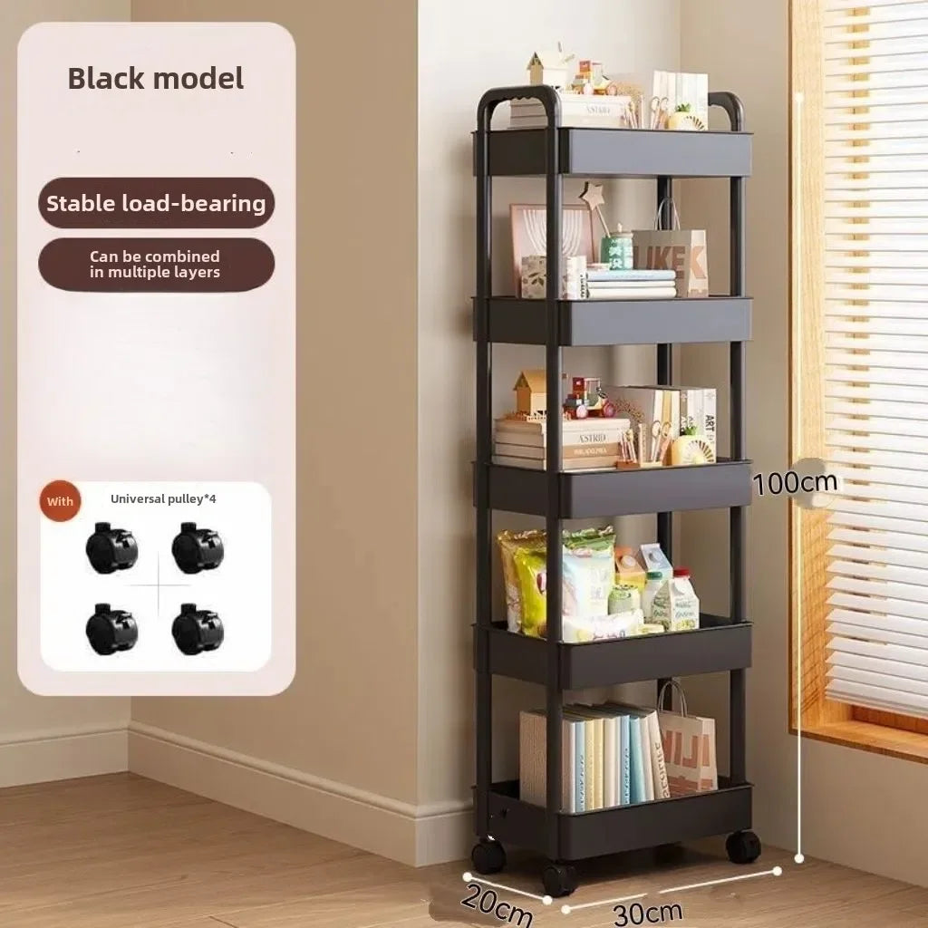 NewMultifunctional Storage Cart with Open Shelves Living Space Book Display Suitable for Kitchen Bedroom Storage Decor Organizer