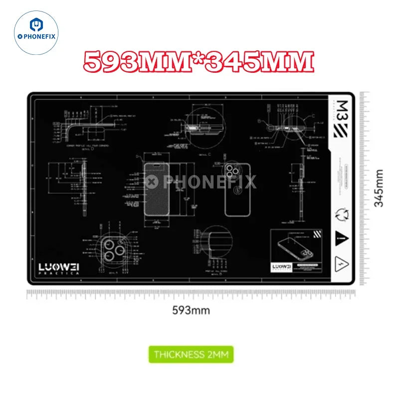 Thick Durable Silicon Soldering Mat ESD Thermal Heat Insulation Working Pad for Home PC Phone Industrial Maintenance Platform