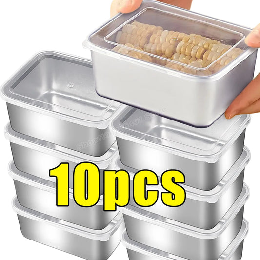 Stainless Steel Food Container with Cover Small Thicken Fresh-keep Food Fruit Lid Sealed Storage Box  Kitchen Fridge Organizer