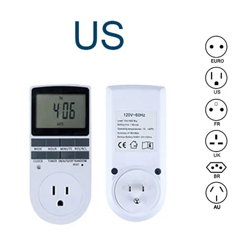 24 Hour Cyclic Electronic Digital Timer Switch EU UK AU US BR FR Plug Kitchen Timer Outlet Programmable Timing Socket 220V