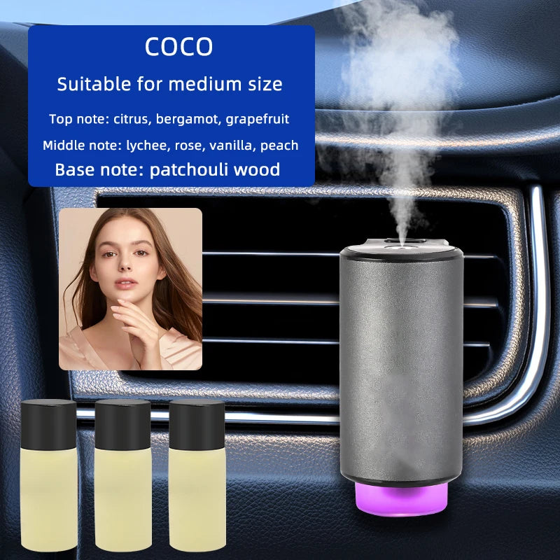 Smart Car Air Freshener Diffuser, Three Adjustable Modes, Intelligent Car Aroma Diffuser with 3pcs Essential Oil