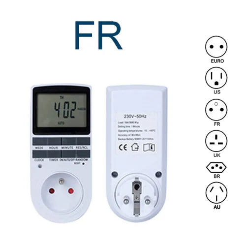 24 Hour Cyclic Electronic Digital Timer Switch EU UK AU US BR FR Plug Kitchen Timer Outlet Programmable Timing Socket 220V