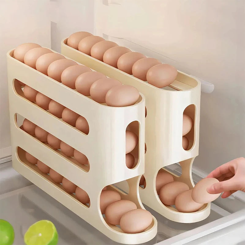 Automatic Roll-out Egg Storage Device Household Refrigerator Storage Box Egg Box Can Hold 30 Eggs High Quality Egg Rack Kitchen