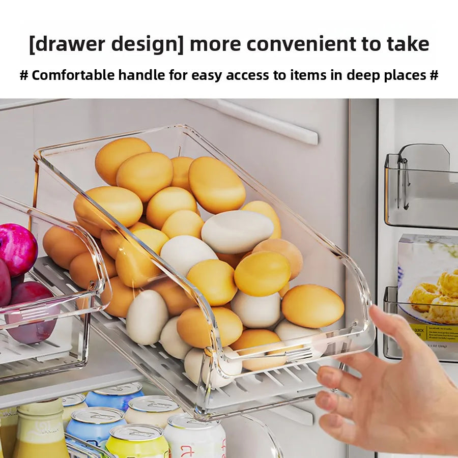 Clear Fridge Organizer, Refrigerator Organizer Bins ,Fridge Organizers and Storage Containers for Fruit, Vegetable, Food, Drinks