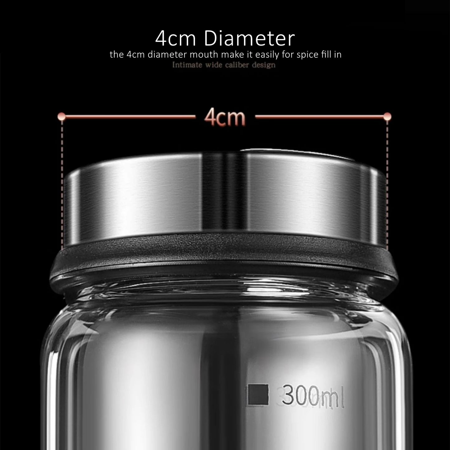 LFGB Certificated High-borosilicate Glass Spice Shaker Fall Resistant Kitchen Salt Jar Thickness Adjustable Sugar Container