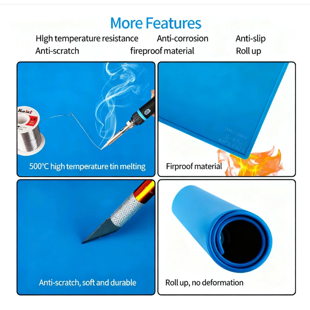 1pcs Anti-static Soldering Silicone Mat Heat-Resistant Work Pad For Hot Airs Guns Soldering Station Repair Desoldering Platform