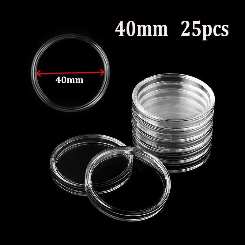 21/23/25/30/32/38/40/45mm Coinning Capsules Storage Box Clear Plastic Coinning Cases Holders Protector Coinning Capsules Storage
