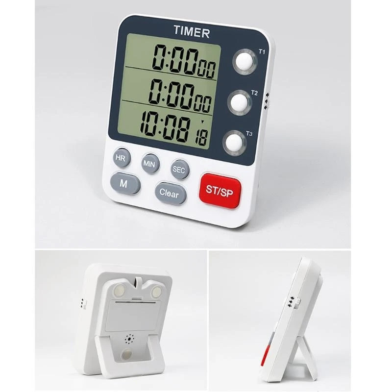 Kitchen Timer Digital Kitchen Timers Cooking Timer 3 Channels Count UP＆ Down Timer for w/ Loud Alarm Classroom Bathroom