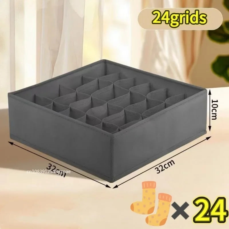 4pcs/1set Underwear Storage Box Foldable Non-woven Storage Box Six-piece Set Underwear Bra Socks Drawer Storage Finishing Box