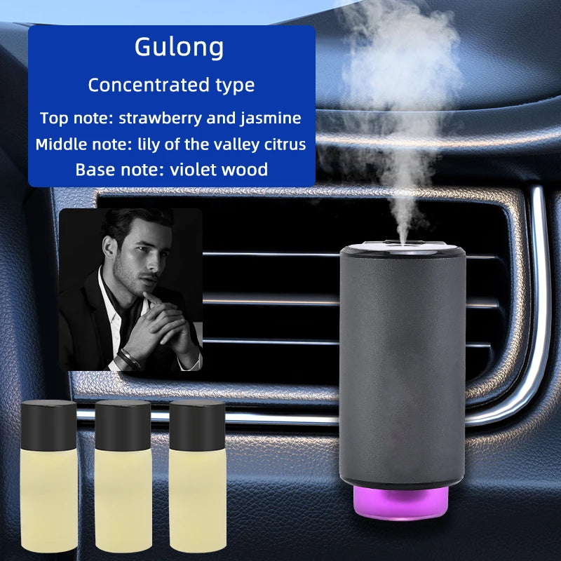 Smart Car Air Freshener Diffuser, Three Adjustable Modes, Intelligent Car Aroma Diffuser with 3pcs Essential Oil