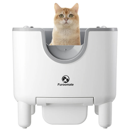 F6 Self-Cleaning Litter Box - Open-Top Automatic Cat Litter Box with Odor Control, Safety Features, and Easy Maintenance