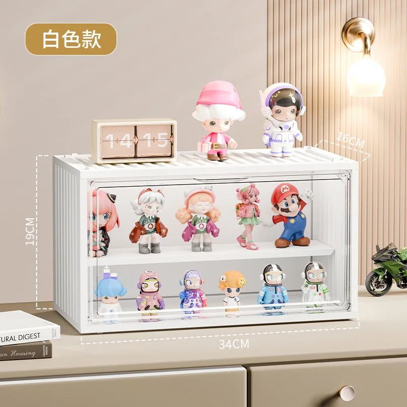 Pop Mart 3-Tier Acrylic Display Case - Dustproof Step Shelf for Anime Cars, Action Figures & Jewelry Organizer