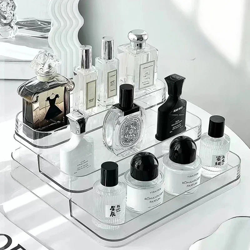 3 Tier Desktop Perfume Shelf PET Cosmetic Organizer Perfume Storage Rack Doll Display Stand Kitchen Seasoning Organizer