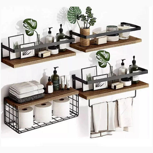 4pcs floating shelf, 15.7 inches long, bathroom organizers and storage，book shelf，room，home ，classroom decor