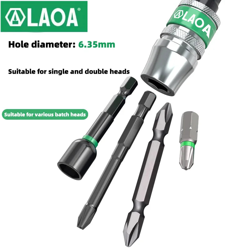 LAOA 6.35mm Screwdriver Extension Hexagonal Handle Extended Connecting Rod Alloy Steel Screwdrivers Bit Holder Power Tools 1/4''
