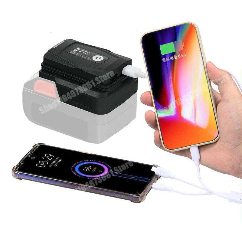 Adapter LED Lights Lamp Flashlight Torch USB Mobile Phone Charger For Makita 18V Li-ion Battery BL1830 BL1815 Power Bank