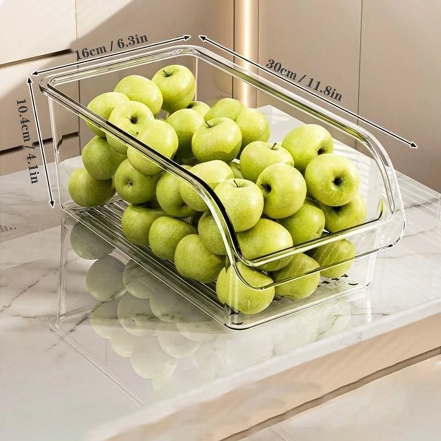 Clear Fridge Organizer, Refrigerator Organizer Bins ,Fridge Organizers and Storage Containers for Fruit, Vegetable, Food, Drinks