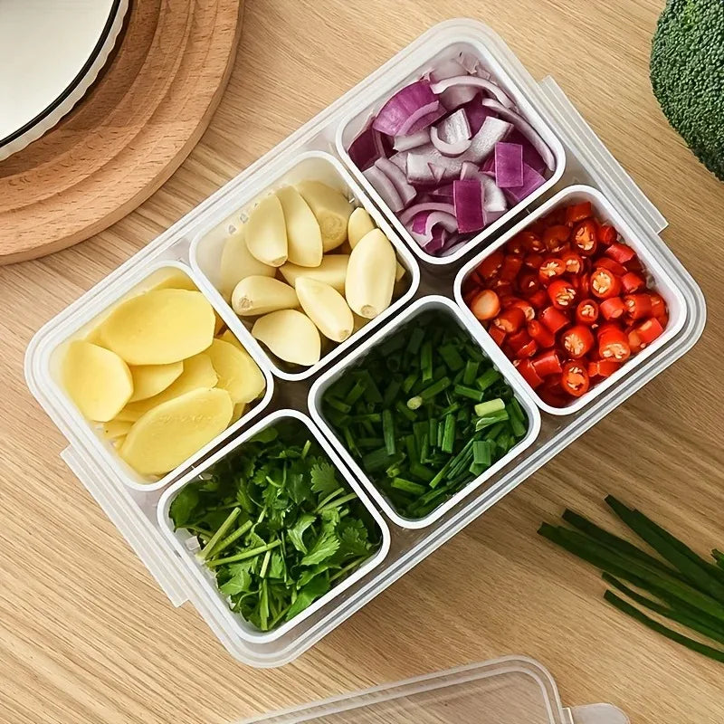 Kitchen Food Storage Box Fruit Vegetable Drain Basket Refrigerator Food Fresh Box for Ginger Garlic Onion Pepper