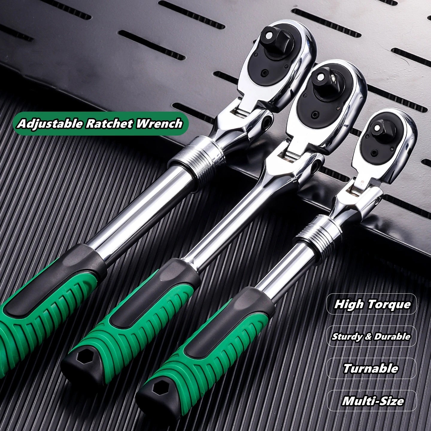 1/4，3/8，1/2 Inch Drive Socket Adjustable Ratchet Wrench Extendable Handle Wrench 72-Tooth Quick-Release Reversible