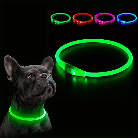 LED Light Dog Collar USB Charging Luminous Anti-Lost Necklace for Large Medium Small Dogs Pet Safety Accessory