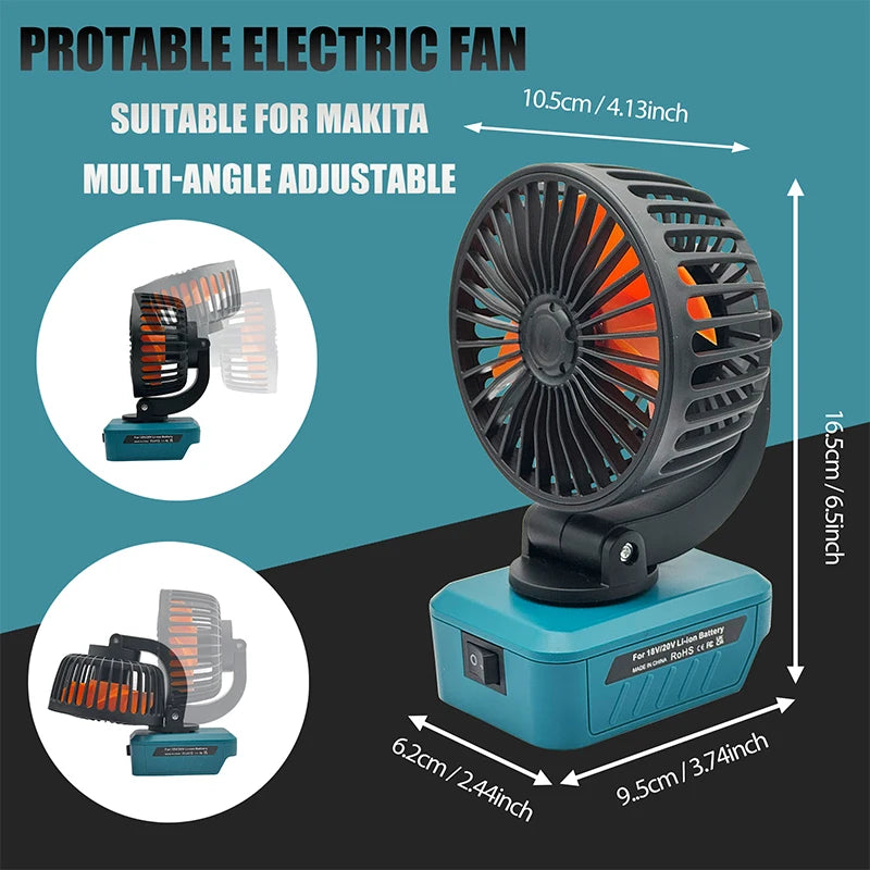 Power Tool Accessories Foldable Electric Fan USB Type-C Mobile Phone Charger Power Bank For Makita 18V Lithium Battery BL1830