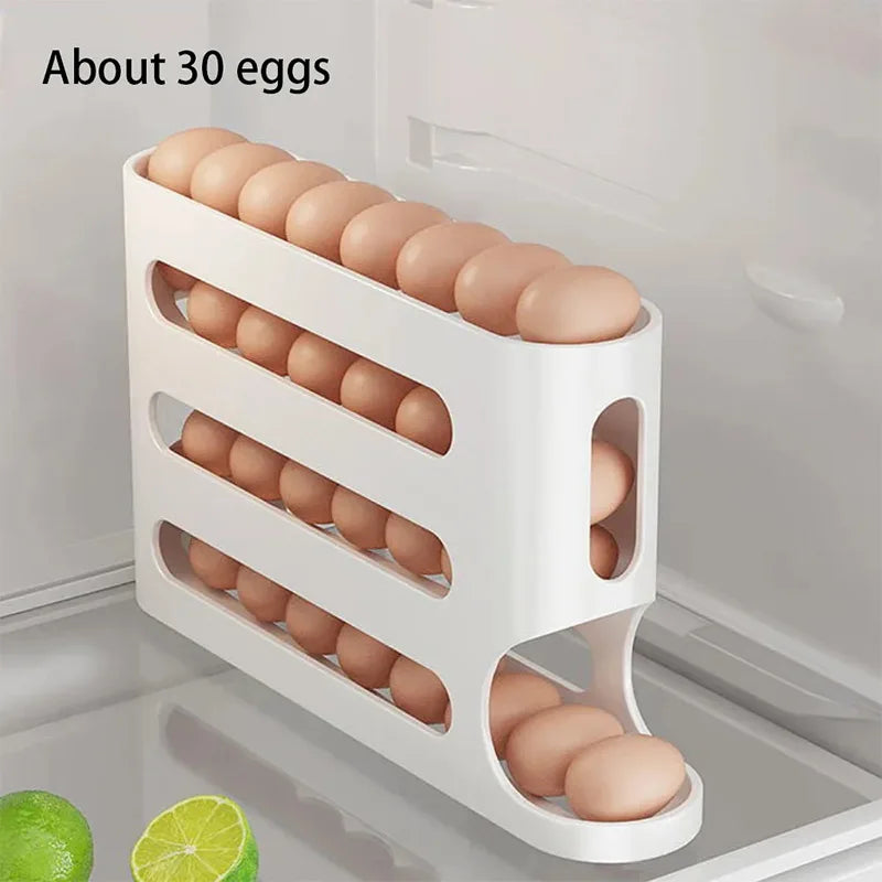 Automatic Roll-out Egg Storage Device Household Refrigerator Storage Box Egg Box Can Hold 30 Eggs High Quality Egg Rack Kitchen