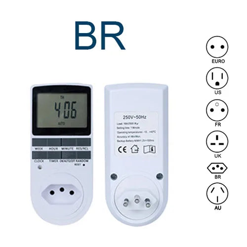 24 Hour Cyclic Electronic Digital Timer Switch EU UK AU US BR FR Plug Kitchen Timer Outlet Programmable Timing Socket 220V
