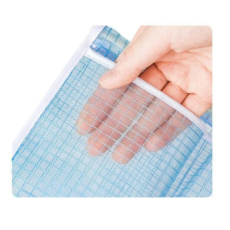 1Pcs Refrigerator Storage Mesh Bag Double Compartment Hanging Pouch Kitchen Organizer Pockets with Hook Washable Fridge Net Bag