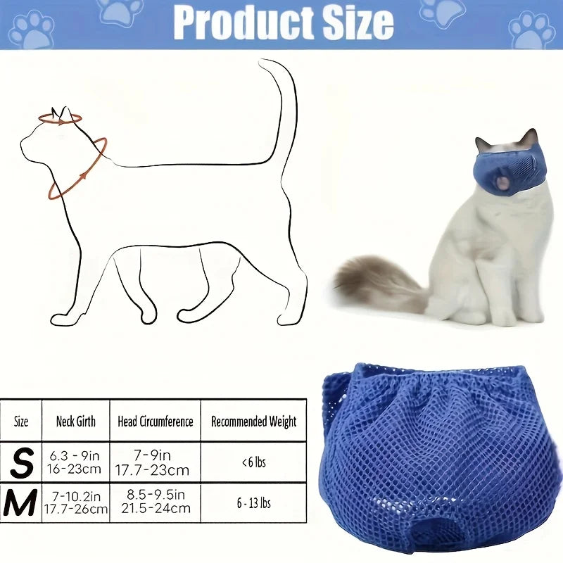 Adjustable Comfortable Cat Muzzle Breathable Mesh, Perfect Grooming Accessory, Safety Protective Mesh Cover, Kitten Protector