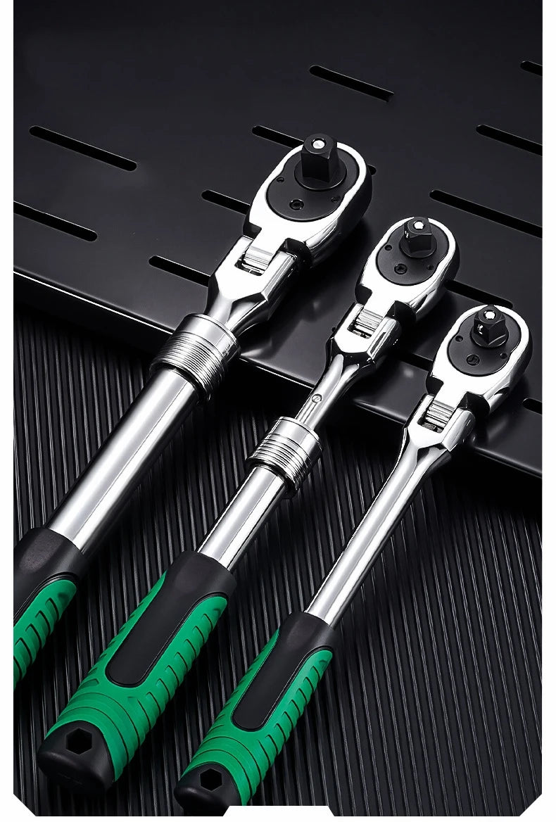 1/4，3/8，1/2 Inch Drive Socket Adjustable Ratchet Wrench Extendable Handle Wrench 72-Tooth Quick-Release Reversible
