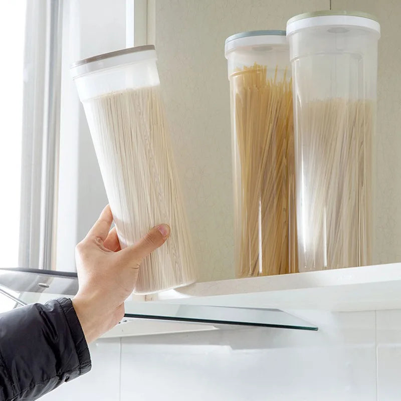 New  Food Storage Containers with Airtight Lid Pasta Noodles Sealed Can Plastic Kitchen Storage Spaghetti Organizer