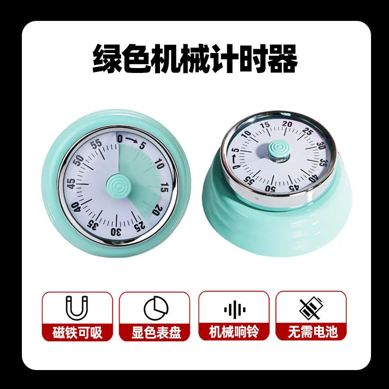 Stainless Steel Kitchen Timer 1 Hour With Magnet Mechanical Countdown Timer Reminder For Baking Magnetic Attraction